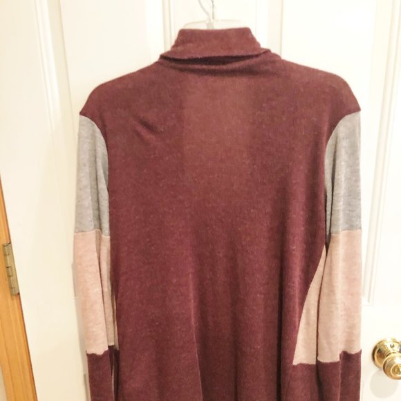 Sun N Moon Open Front Color Block Waterfall Cardigan SIZE  LARGE - Picture 2 of 12